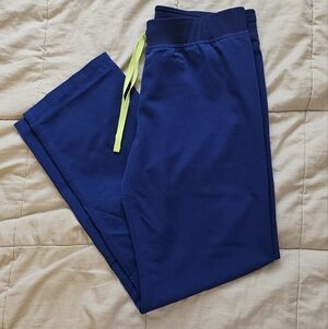 Figs Royal Blue Jogger Pants with Lime Drawstring
